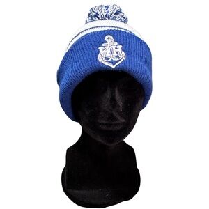 Hit Wear Beanie Adult Winter Snow Hat Knit Acrylic Striped Blue